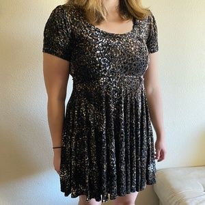 Burnout Felt Animal Print Babydoll Dress